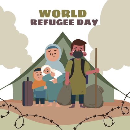 世界难民日平面世界难民日插画人权迫害意识