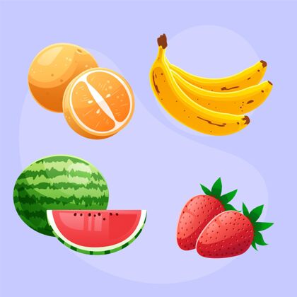 美味详细的水果收集食物健康营养