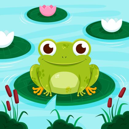 野生动物平面可爱青蛙插图动物平面平面设计