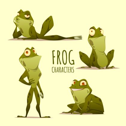 动物平面青蛙人物插图青蛙集野生