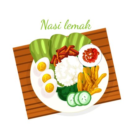 美食详细的纳西莱马克食品插图马来西亚传统美味