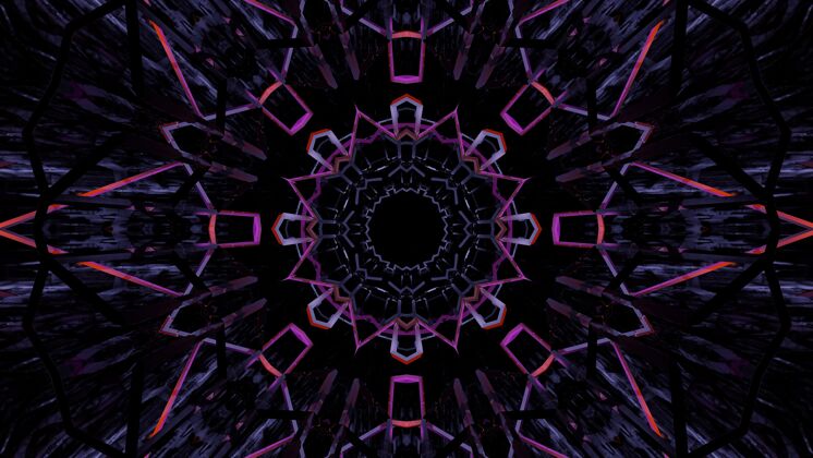 科幻五颜六色霓虹激光灯的几何图形插图-伟大的背景几何运动艺术品