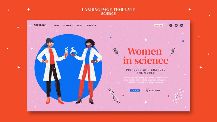 科学科学女性登陆页面模板实验室女人登录页