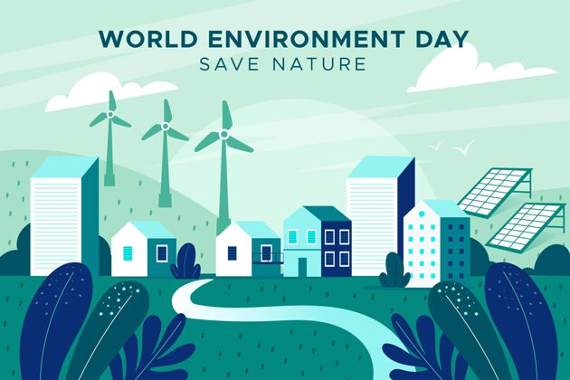 拯救地球平面世界环境日插画保护花卉世界环境日