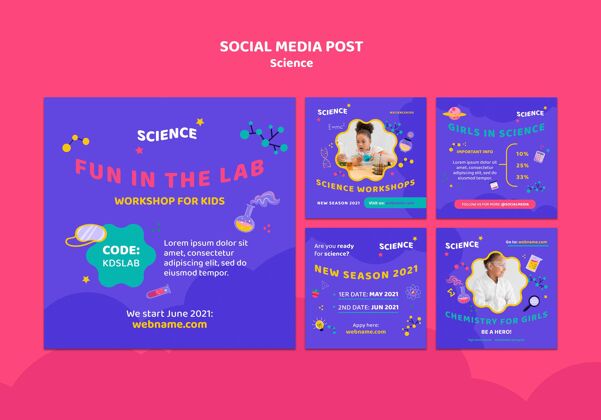 孩子Instagram为儿童科学发布了一系列帖子社会媒体社会媒体帖子科学实验室