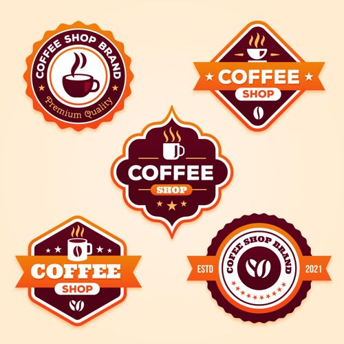 徽章收集扁平咖啡店徽章系列收集咖啡咖啡店