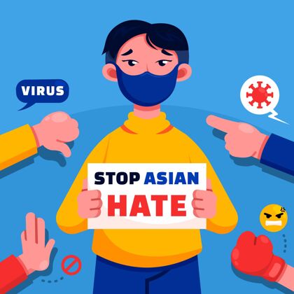 仇恨平面停止亚洲仇恨概念说明多样性停止种族主义种族主义