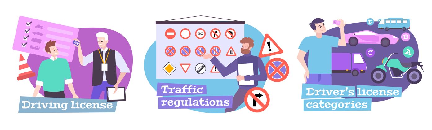 交通驾校设置交通规则符号平面孤立插图规则公寓隔离