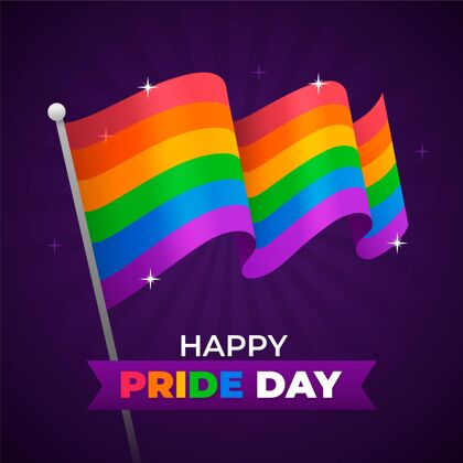 同性恋骄傲日快乐旗帜插画贺卡问候语变性人
