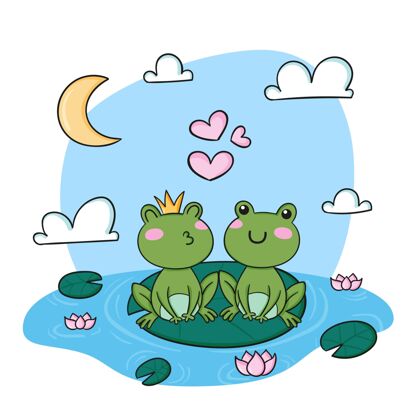 水手绘青蛙插图可爱青蛙野生