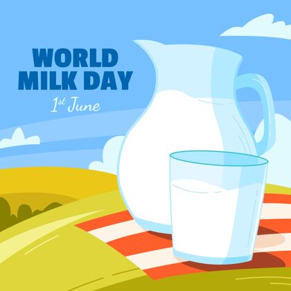 国际有机平面世界牛奶日插画乳制品平面活动