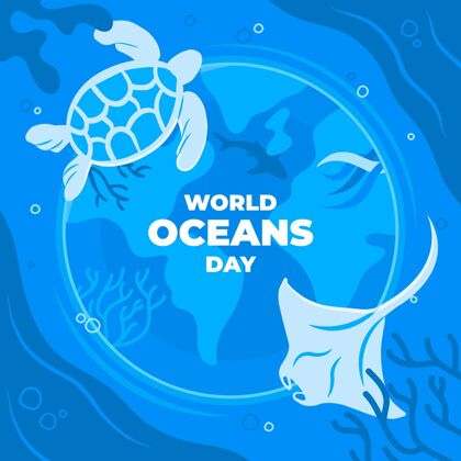 海洋平面世界海洋日插图全球生态系统地球