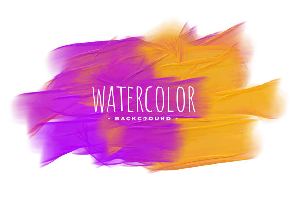 抽象抽象的紫色和黄色水彩纹理背景画笔背景颜料
