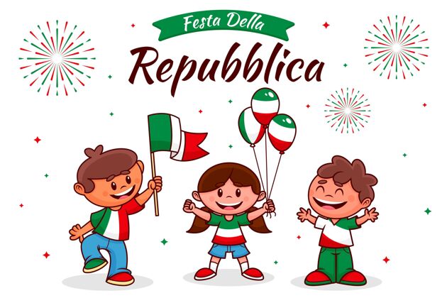 意大利共和国卡通节插画爱国卡通共和国日