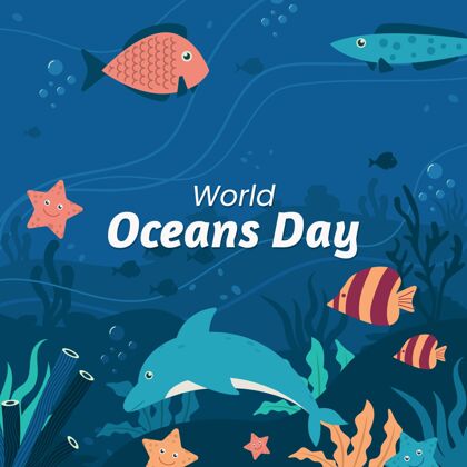 生态平面世界海洋日插图平面设计海洋平面