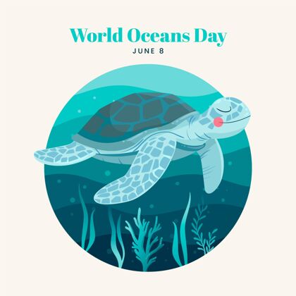 海洋手绘世界海洋日插图全球世界海洋日庆典