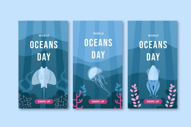 故事平面世界海洋日instagram故事集环境平面设计收藏