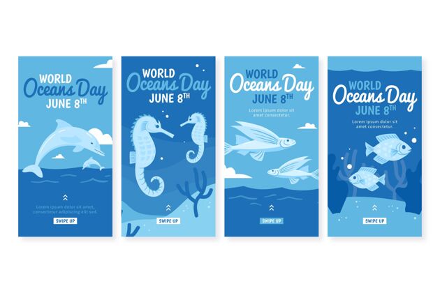 世界海洋日手绘世界海洋日instagram故事集收藏网络模板手绘