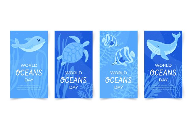全球手绘世界海洋日instagram故事集海洋网络模板场景