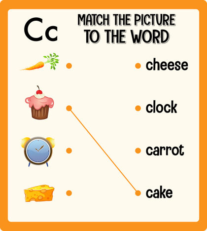 实践将图片与儿童单词工作表匹配学习英语游戏