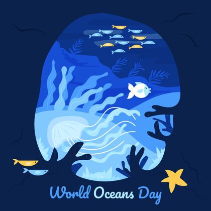 生态系统手绘世界海洋日插图世界海洋日生态地球