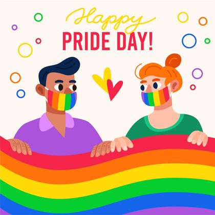 骄傲手绘骄傲日插图双性恋6月27日旗帜