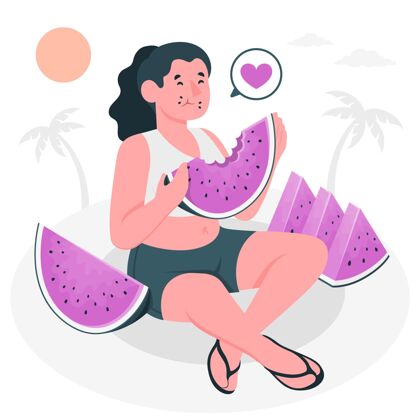 水果西瓜？概念图食物女人切片