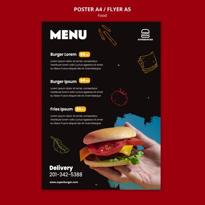 美食美味汉堡菜单海报模板美味汉堡海报