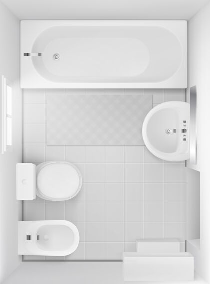 窗户浴室内部 顶视图大写实地板