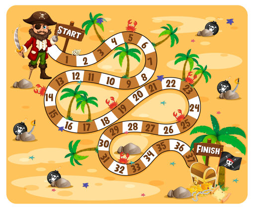 数学路径板游戏海盗主题插图游戏享受沙漠