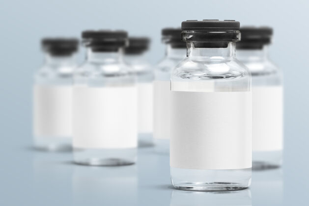 药瓶带有空白白色标签的注射玻璃瓶瓶标签实验实验室