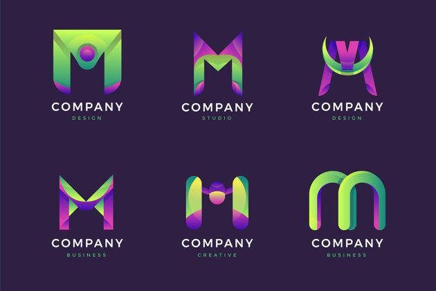 分类渐变m标志系列MLogo包装Logo模板