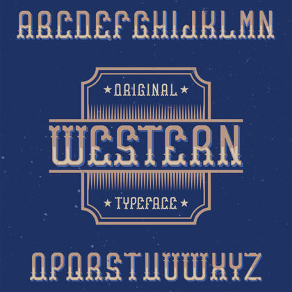 字母表复古标签字体命名为西方类型经典字体