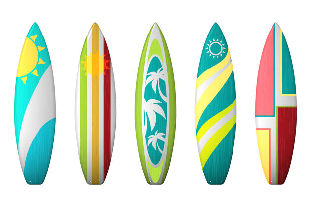 多彩冲浪板设计冲浪板着色套装休闲运动现代