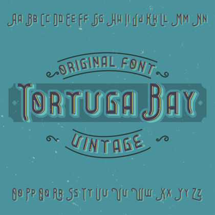 排版名为tortugabay的复古标签字体经典海洋标签