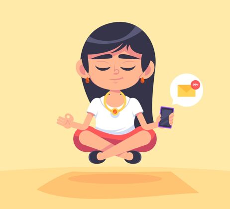 身体卡通商人冥想和平瑜伽健康