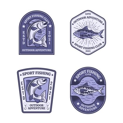 包详细的老式钓鱼徽章收集分类设置徽章