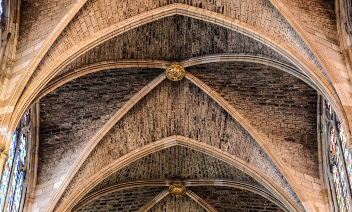 哥特式大教堂的天花板细节建筑中世纪天主教