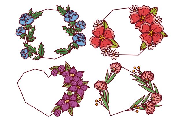 花卉手绘花架系列框架模板开花花卉框架