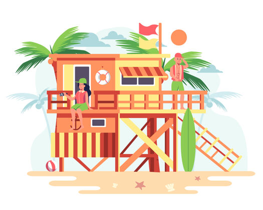住宿一对夫妇住在海边的木屋里 背景是椰子树人女人男人