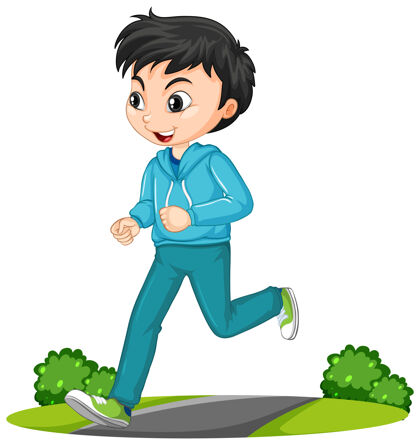活动男孩做跑步运动卡通人物孤立人女孩童年