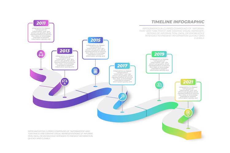 彩色时间线信息图形渐变设计过程信息数据