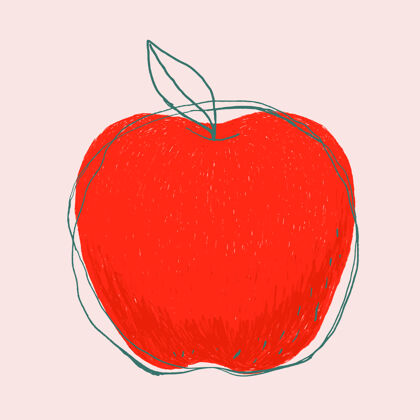 手绘可爱的涂鸦艺术苹果水果圆形苹果涂鸦艺术