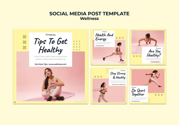 冥想Instagram发布了一个关于健康和幸福的集合 女人们在做健身Instagram帖子健康帖子