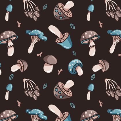 彩色背景手绘蘑菇图案图案背景蘑菇背景