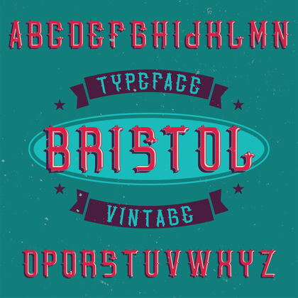明亮古老的字母和标签字体命名为布里斯托尔排版风格哥特式