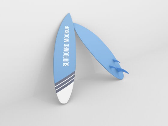 三维冲浪板模型设置在白色背景上顶视图平衡帆船