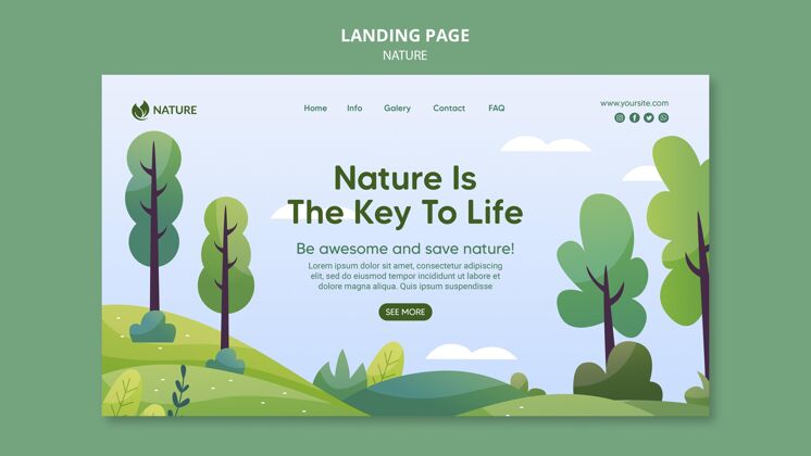 主页自然是生活的关键网页模板登陆页树网页模板