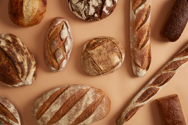 面包师农业工业 烘焙业 有机食品和健康饮食的概念不同口味的面包制成的有机面粉和酸面团主要产品在日常营养丰富的营养和矿物质美食纤维美味