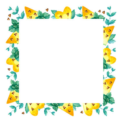 水果黄色西瓜空框正方形框架切片